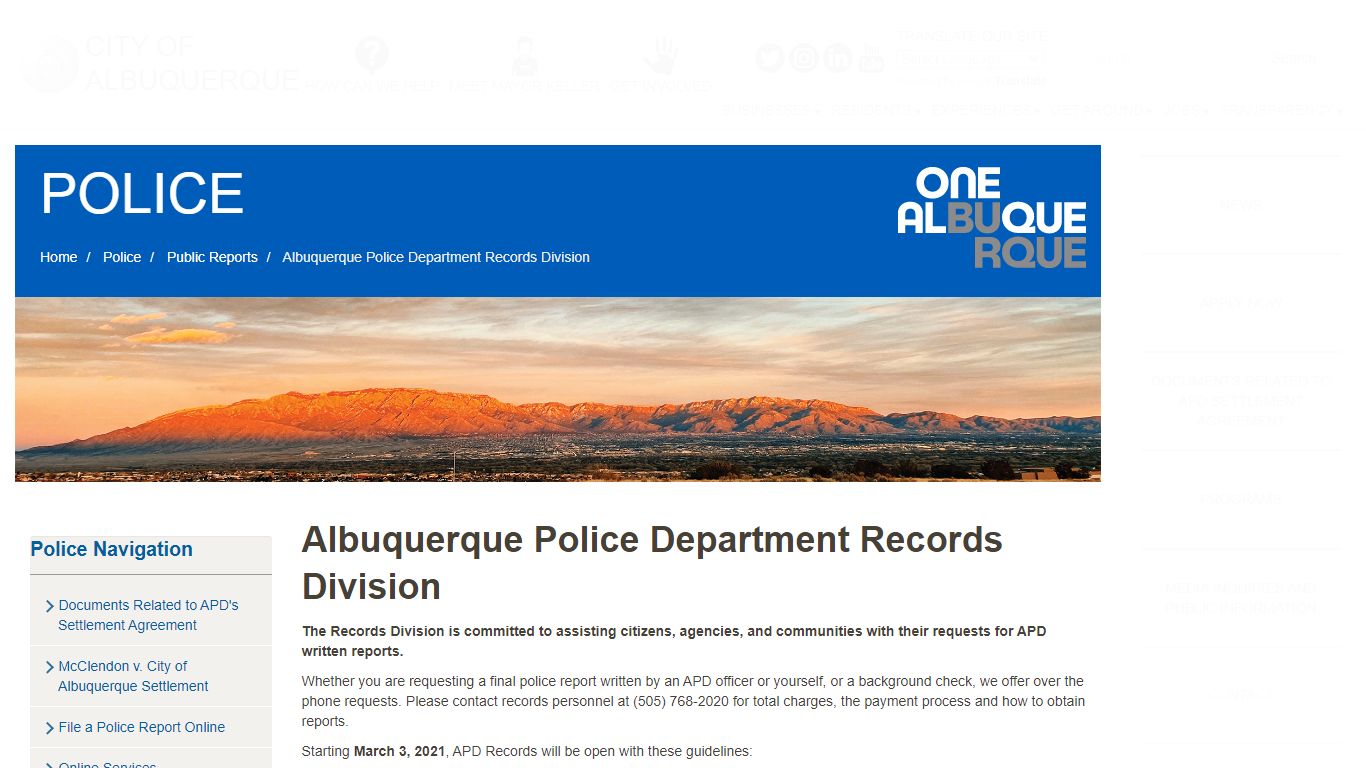 Albuquerque Police Department Records Division